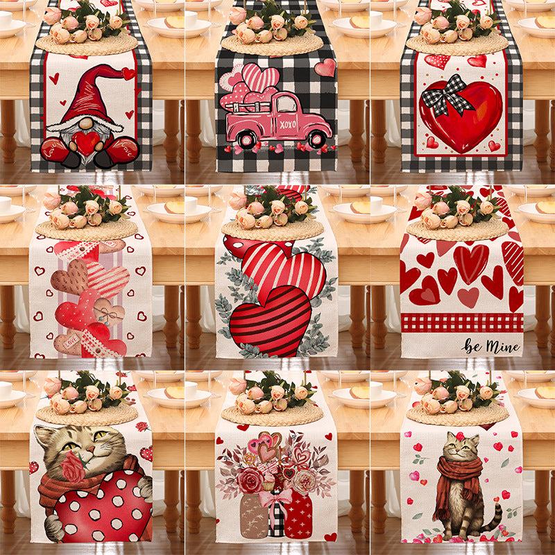 Customizable Valentine'S Day Table Runner, for Romantic Dining & Anniversary, Kitchen & Restaurant Decor, 13x72 Inch
