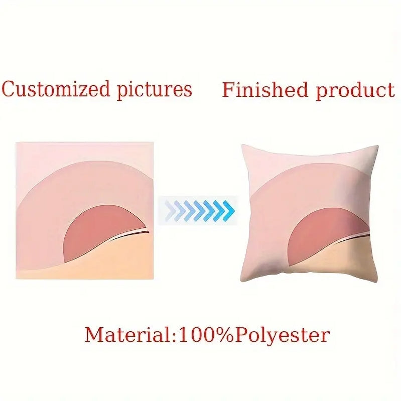 Customizable Polyester Throw Pillow Cover, Zippered Pillowcase with Personal Photo Print Perfect for Living Room, Bedroom, Office, Home decor